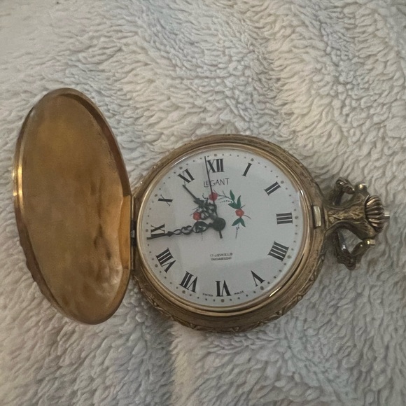 Antique legant Swiss gold tone pocket watch self winding - Picture 5 of 8